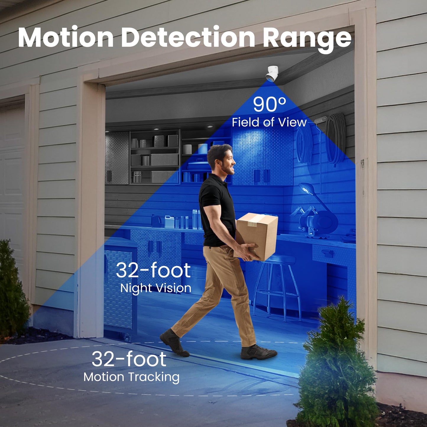 Feit Electric Smart Garage Door Camera, 2-Way Audio, Live Streaming, Human Motion Detection, 24/7 Recording, Infrared Night Vision, Remote Closure