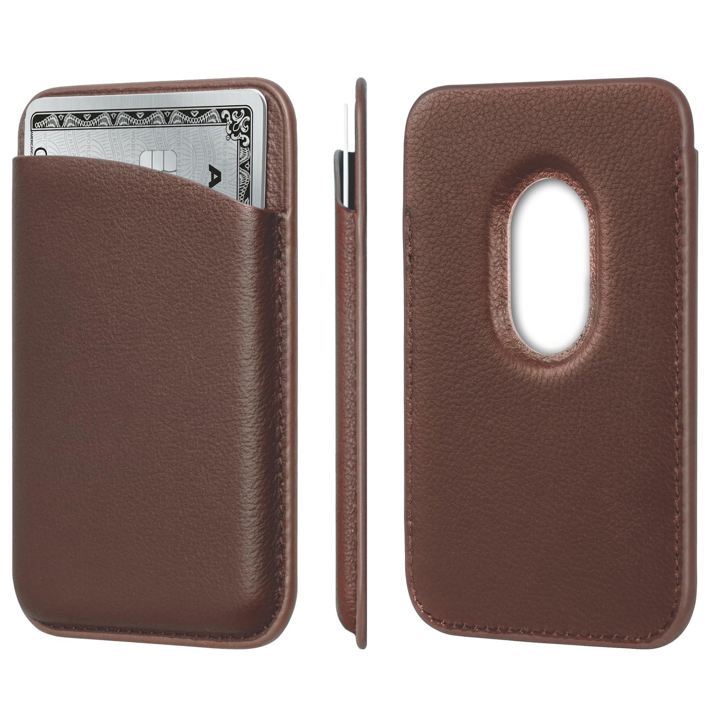 LONLI Classic - Handcrafted European Leather Magnetic Card Wallet - [Compatible with MagSafe] - [Slim and Strong Magnetic] - [2-Card Holder]