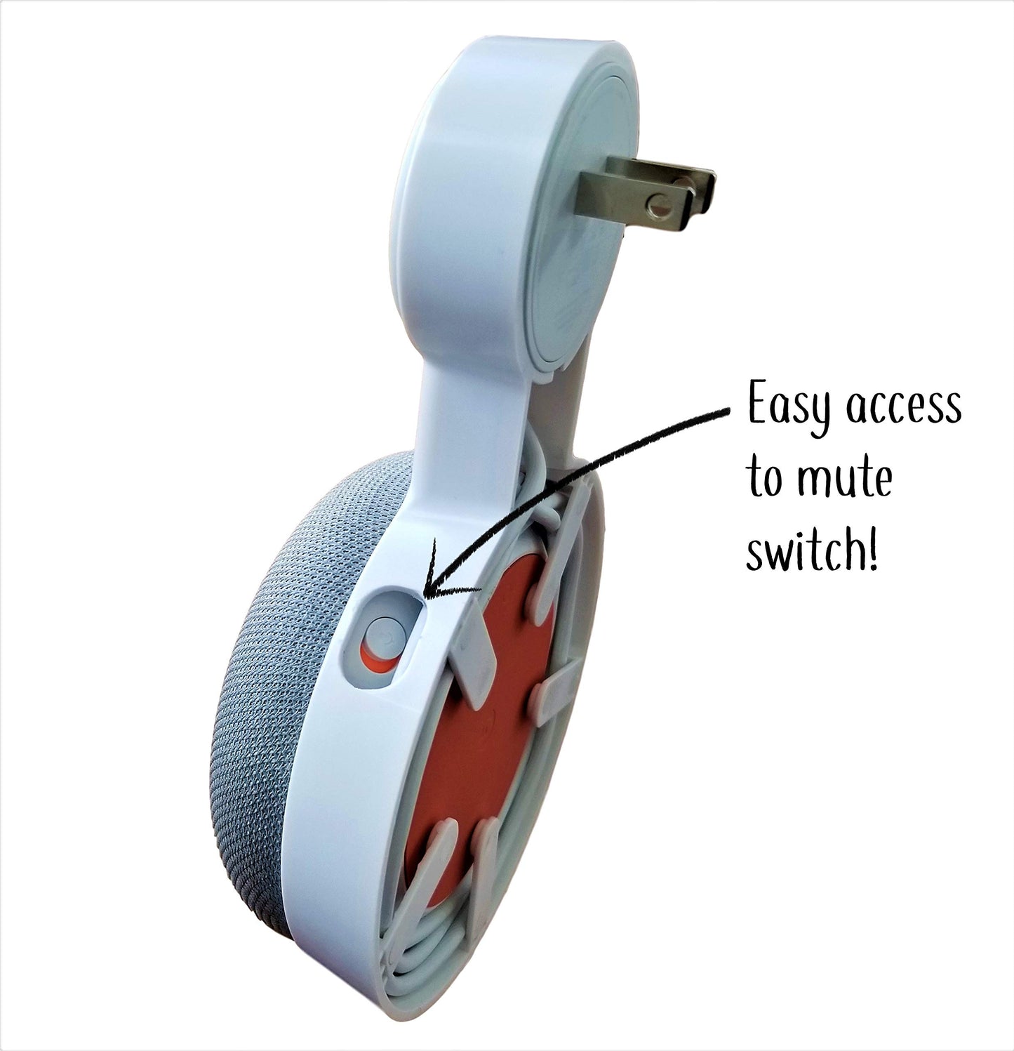Mount Genie Affordable Essentials Google Home Mini (1st Gen) Outlet Wall Mount Hanger Stand | A Low-Cost Space-Saving Solution (White, 1-Pack)