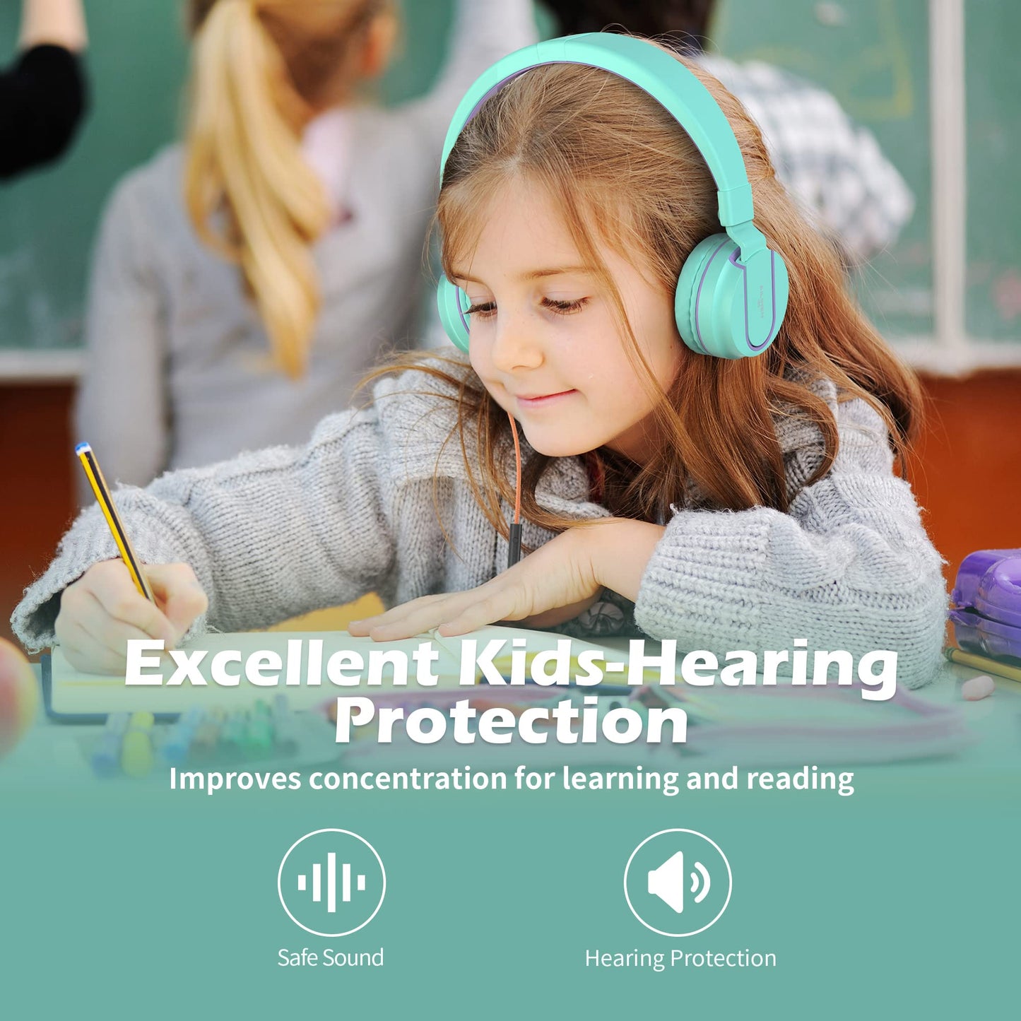 Kids Headphones, AILIHEN I35 On-Ear Headphones for School, 93dB HD Mic Stereo Headphone for Kid Girls Children, Foldable Wired 3.5mm for Chromebook…