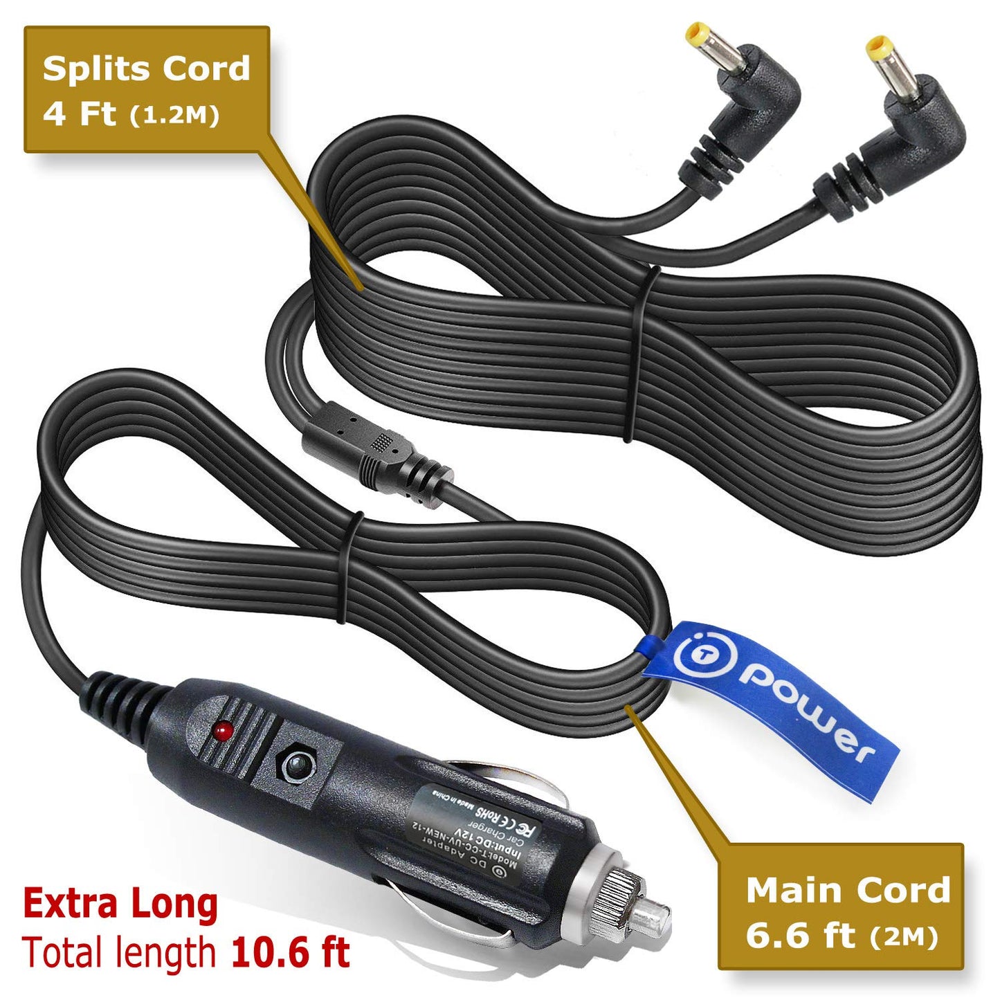 T POWER Dual Screen Auto Car Charger Ac Dc Adapter for Ematic Proscan Spectroniq FUNAVO WONNIE Milanix NaviSkauto Portable DVD Player Dual-Screens…