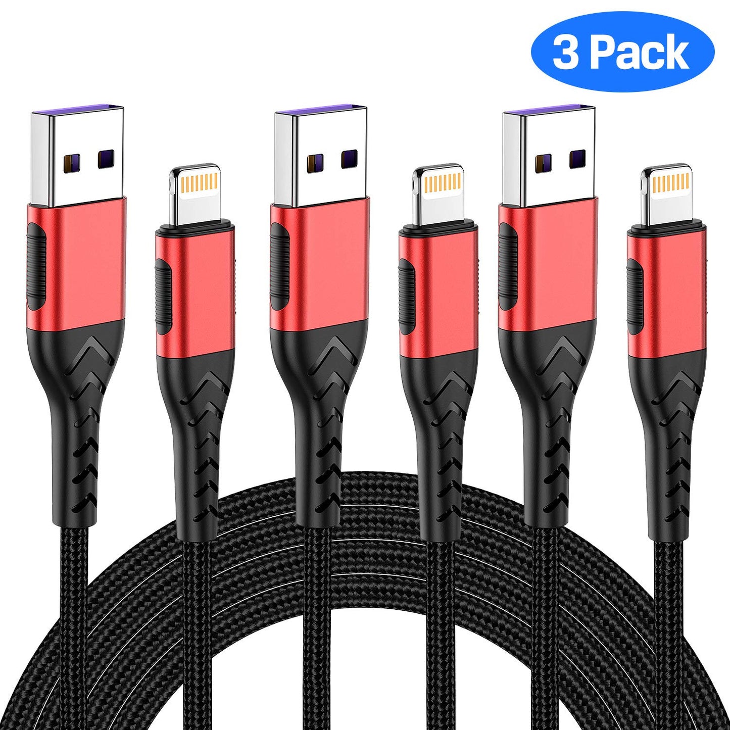 Durcord iPhone Charger, [MFi Certified] 3Pack 1FT USB A Cable for Fast Charger Cable, Durable iPhone Charging Cord Compatible with iPhone Xs…