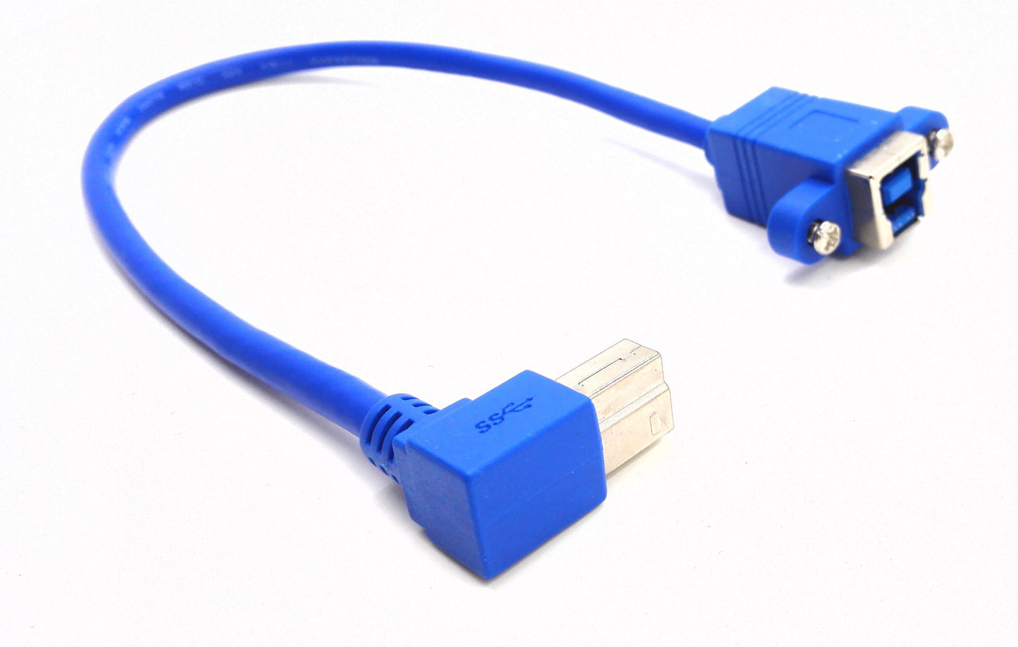 zdyCGTime 90Degree Right Angled USB3.0 Type B Male to USB3.0 Type B Female Extension Cable with Panel Mount - Blue (0.3m/1ft)