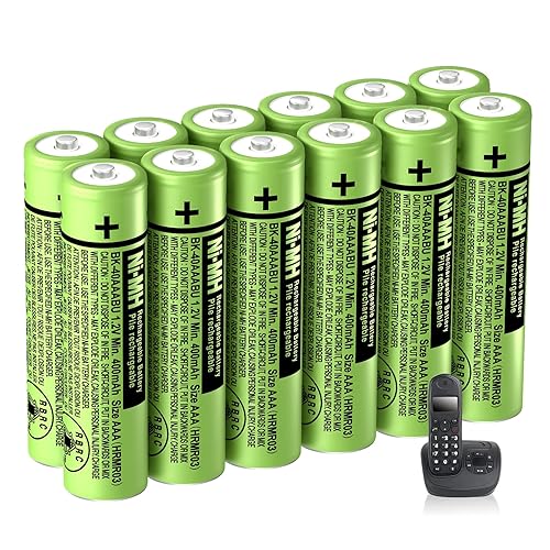 BENNTOP BK-40AAABU 12Pack AAA Rechargeable Batteries 1.2V 400mah NiMH AAA Batteries for Panasonic Cordless Phones, Remote Controls, Electronics