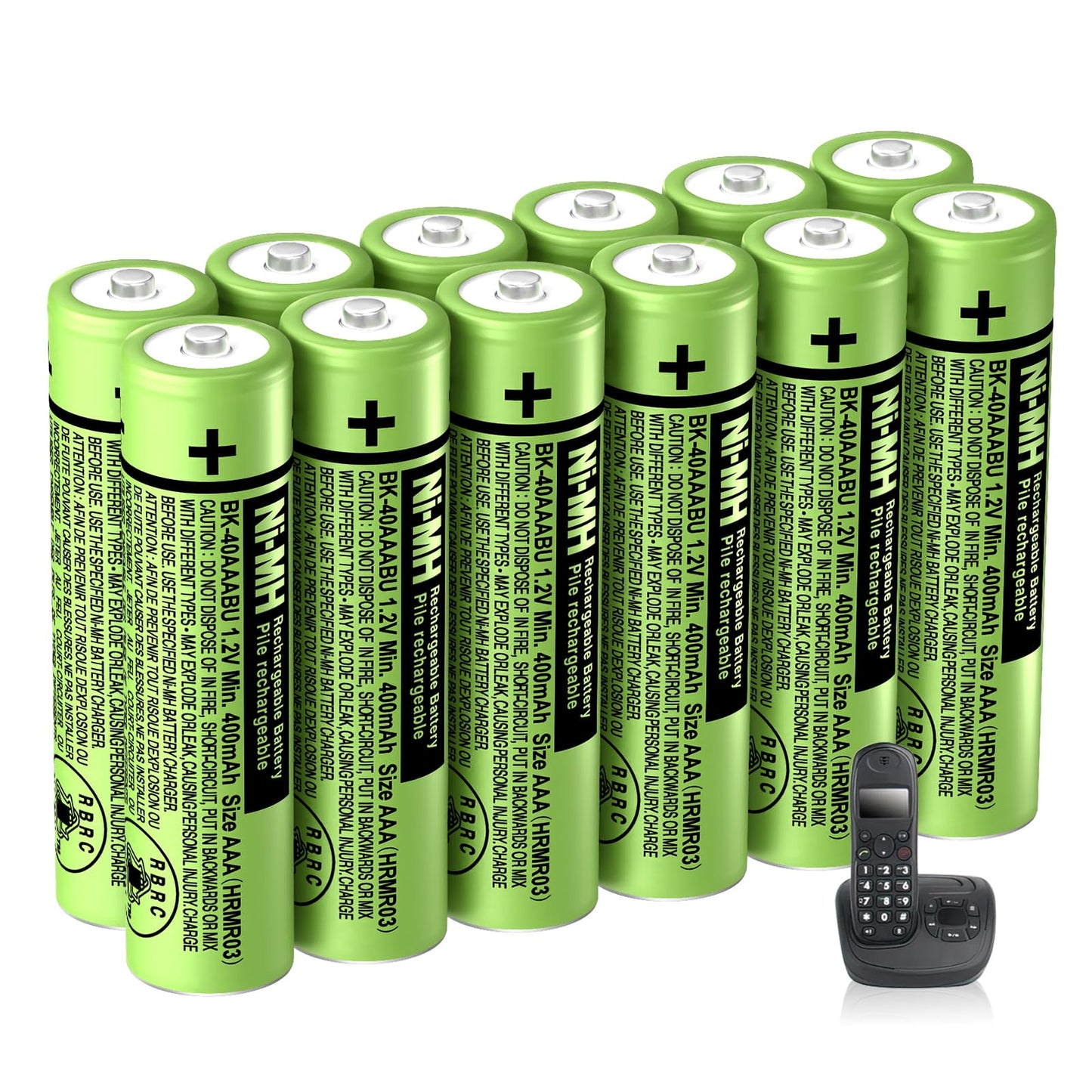 BENNTOP BK-40AAABU 12Pack AAA Rechargeable Batteries 1.2V 400mah NiMH AAA Batteries for Panasonic Cordless Phones, Remote Controls, Electronics