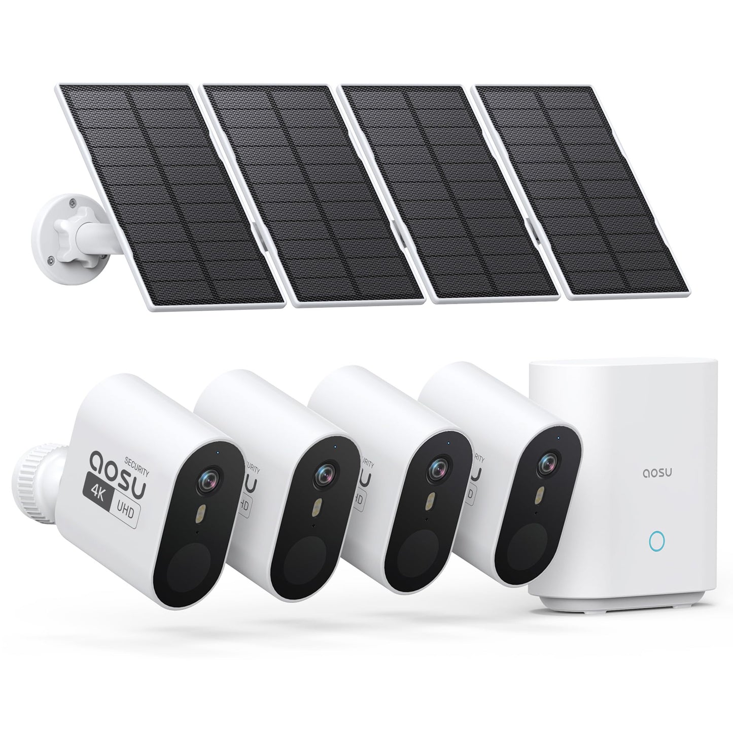 aosu 3K/5MP Security Cameras Outdoor Wireless Home Surveillance System, Solar Powered, 166° Ultra-Wide-Angle, HD Color Night Vision, Spotlight & Siren