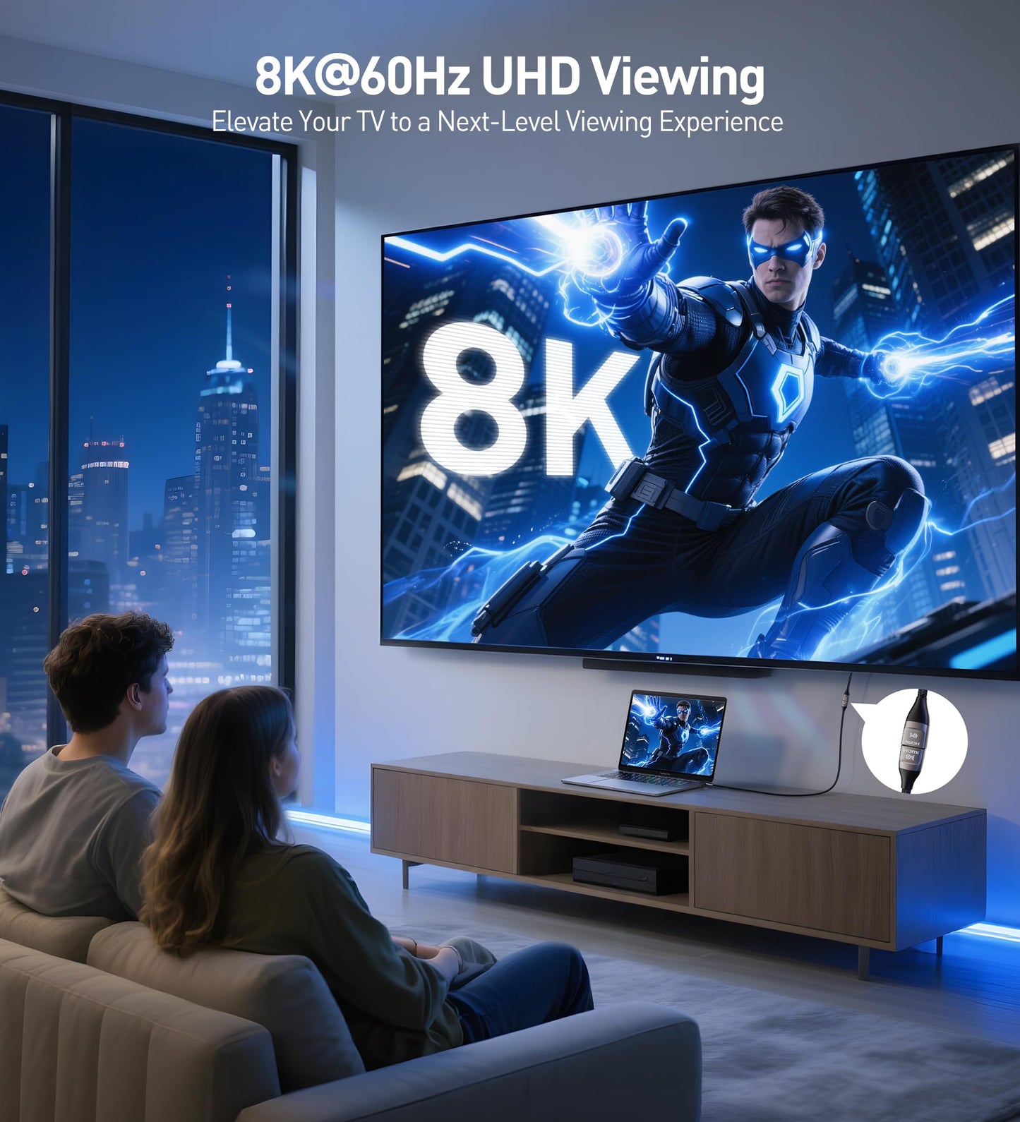 Cable Matters 48Gbps Ultra HD 8K HDMI Extension Cable - 3.3ft / 1m, Supports [8K@60Hz / 4K@240Hz with HDR], HDMI Male to Female Extender Cable