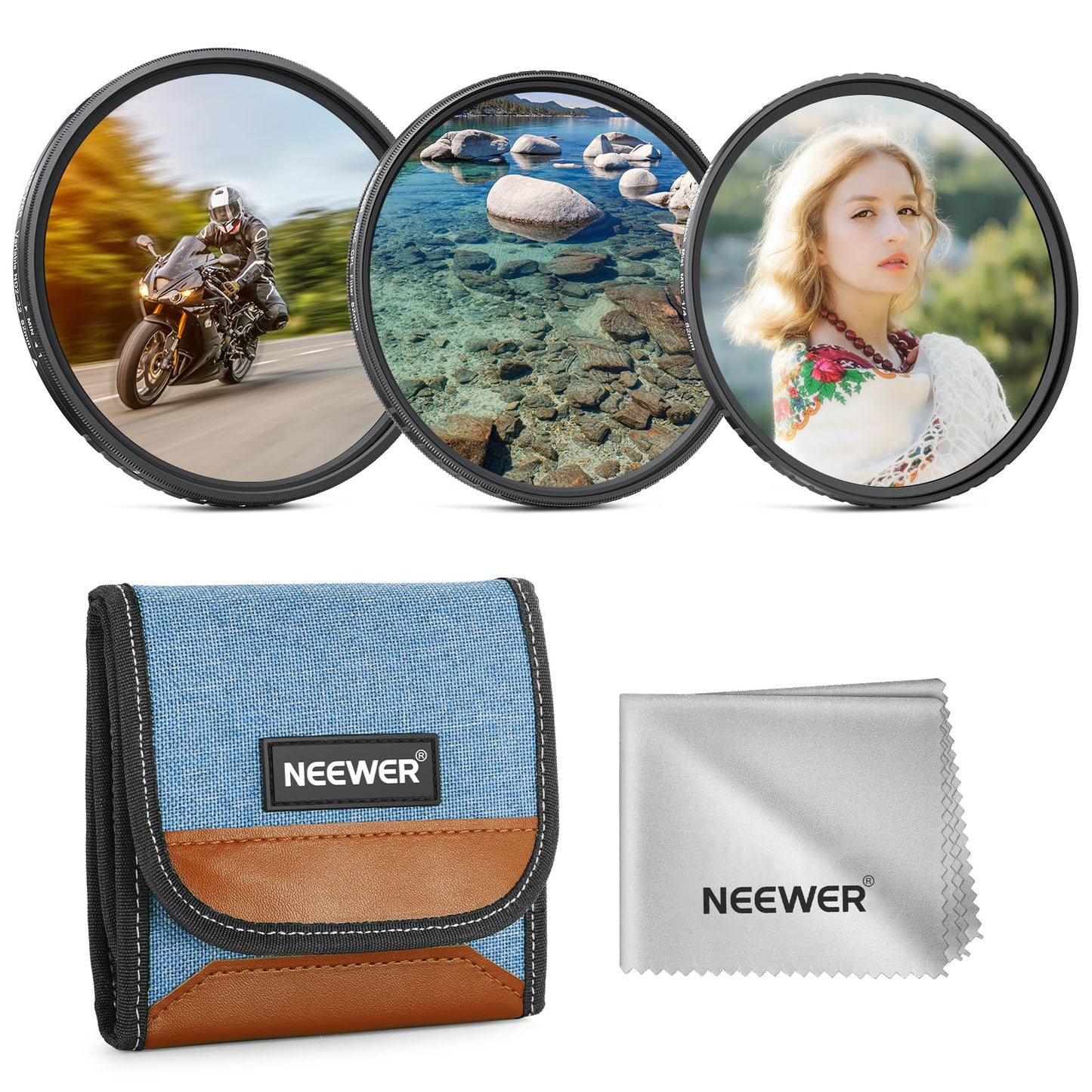 NEEWER 82mm Variable ND (ND2-32) + CPL + 1/4 Black Diffusion Filter Set (3 Pack), Camera Lens Filter Photography Accessories with AR/AF Coatings
