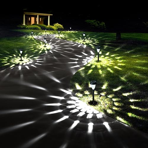 GIGALUMI 12 Pack Solar Lights Outdoor Waterproof, Cool White Pathway Lights Solar Powered, Landscape Lighting, Solar Garden Light for Decor, Patio