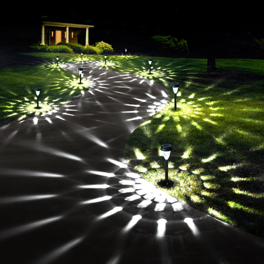 GIGALUMI 12 Pack Solar Lights Outdoor Waterproof, Cool White Pathway Lights Solar Powered, Landscape Lighting, Solar Garden Light for Decor, Patio