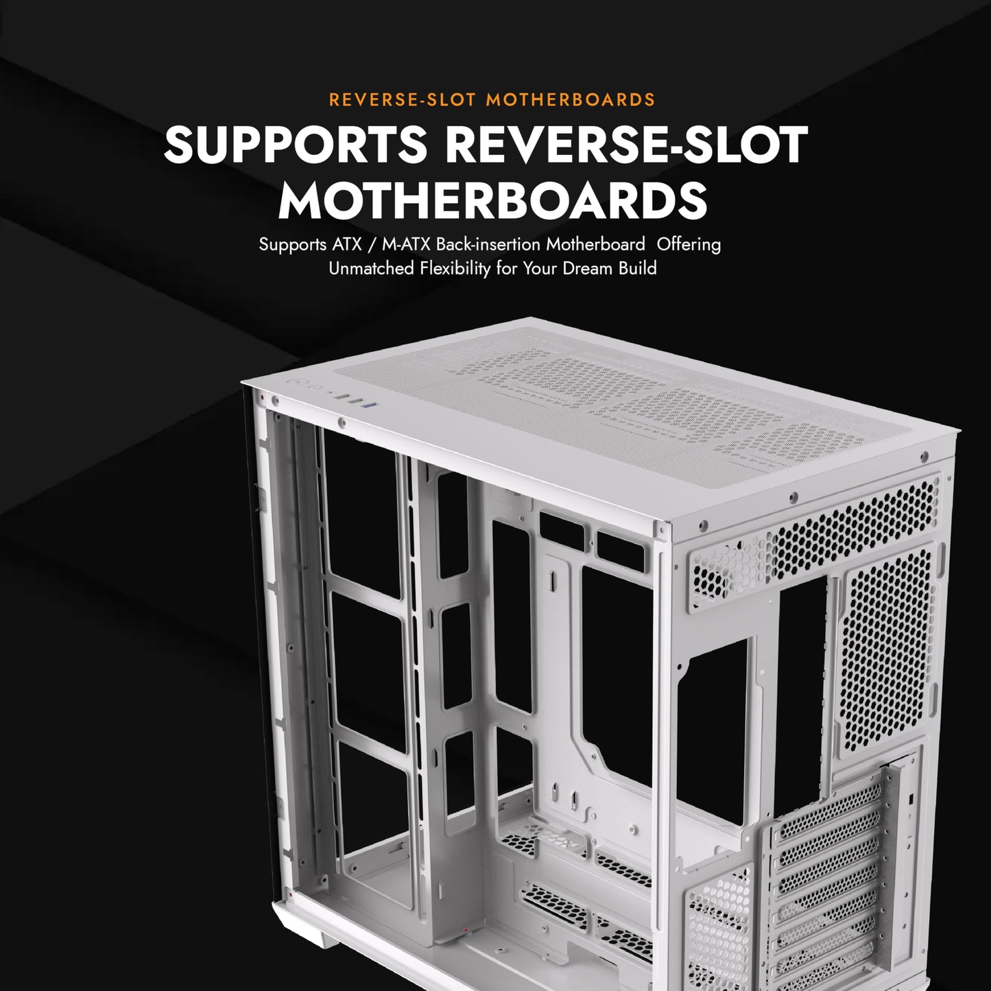 darkFlash C280 E-ATX Full-Tower PC Gaming Case, 7×ARGB Fans Included, 270° Tempered Glass,Reverse Connection Motherboard Compatible, Supports RTX 5090