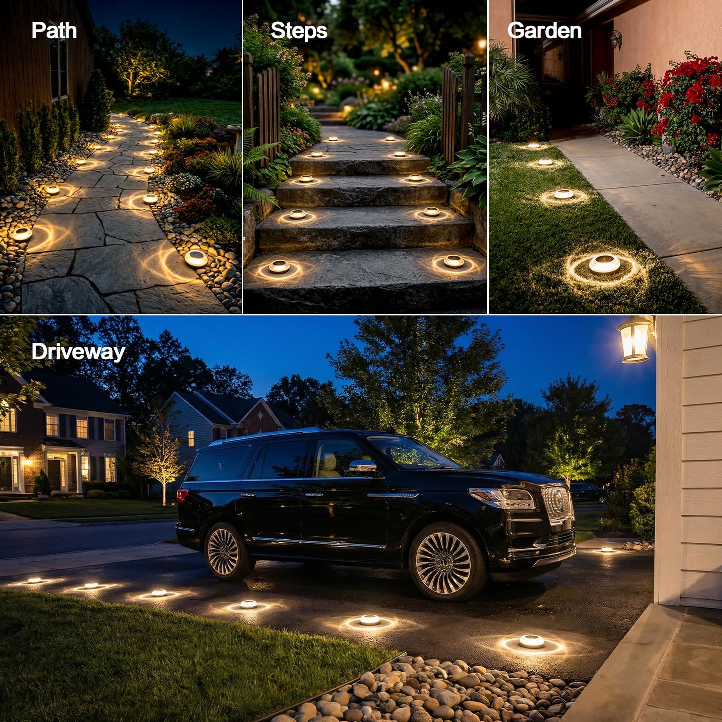 Solar Ground Lights 8 Pack Landscape Lighting 3000K Solar Lights Outdoor IP67 Waterproof Solar Garden Lights for House Patio Pathway Lawn Yard Deck