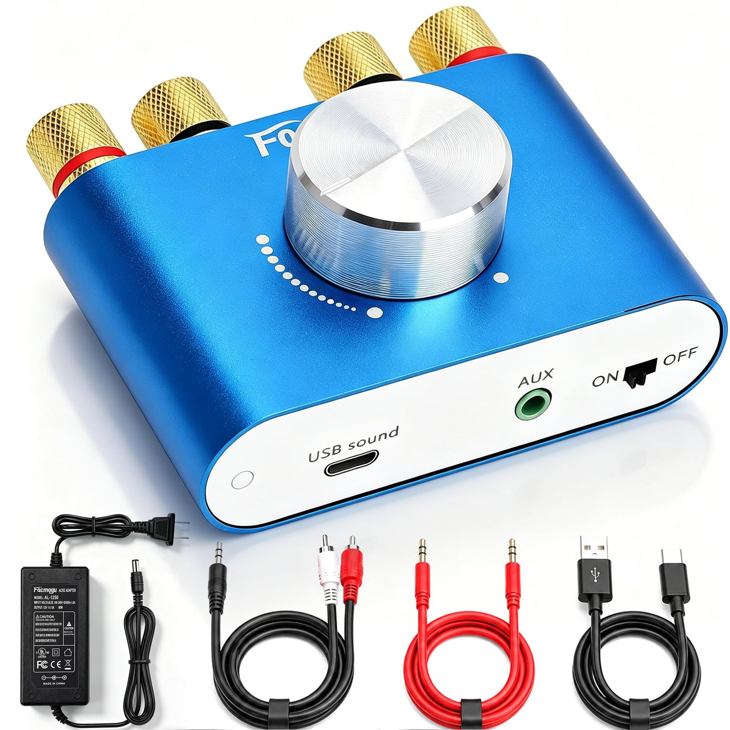 Facmogu F900S 160W Mini Bluetooth 5.0 Power Amplifier, 2 Channel 80Wx2 Stereo Hi-Fi Digital Amp, Portable Wireless Audio Receiver Sound Speaker