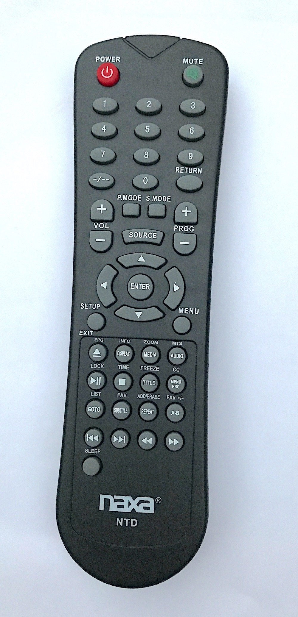 NAXA Original Replacement Remote Control for Naxa NT and NTD Model 12 Volt TVs and TV/DVD Combo Players