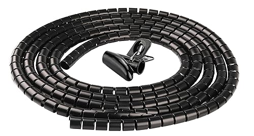Chengsi Cable Sleeve Organizer 10FT Coiled Tube Sleeve Cable Management Sleeve for Home Office PC TV Black