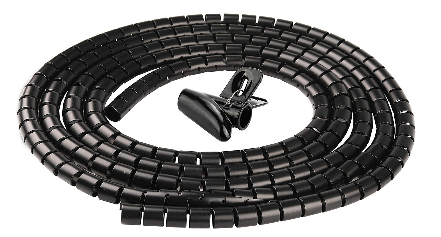 Chengsi Cable Sleeve Organizer 10FT Coiled Tube Sleeve Cable Management Sleeve for Home Office PC TV Black