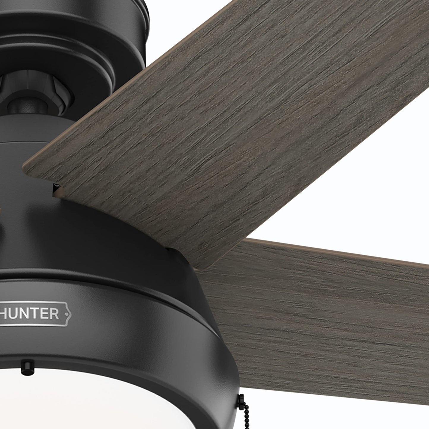 Hunter Fan 44 inch Casual Matte Black Indoor Ceiling Fan with LED Light Kit and Pull Chain (Renewed)