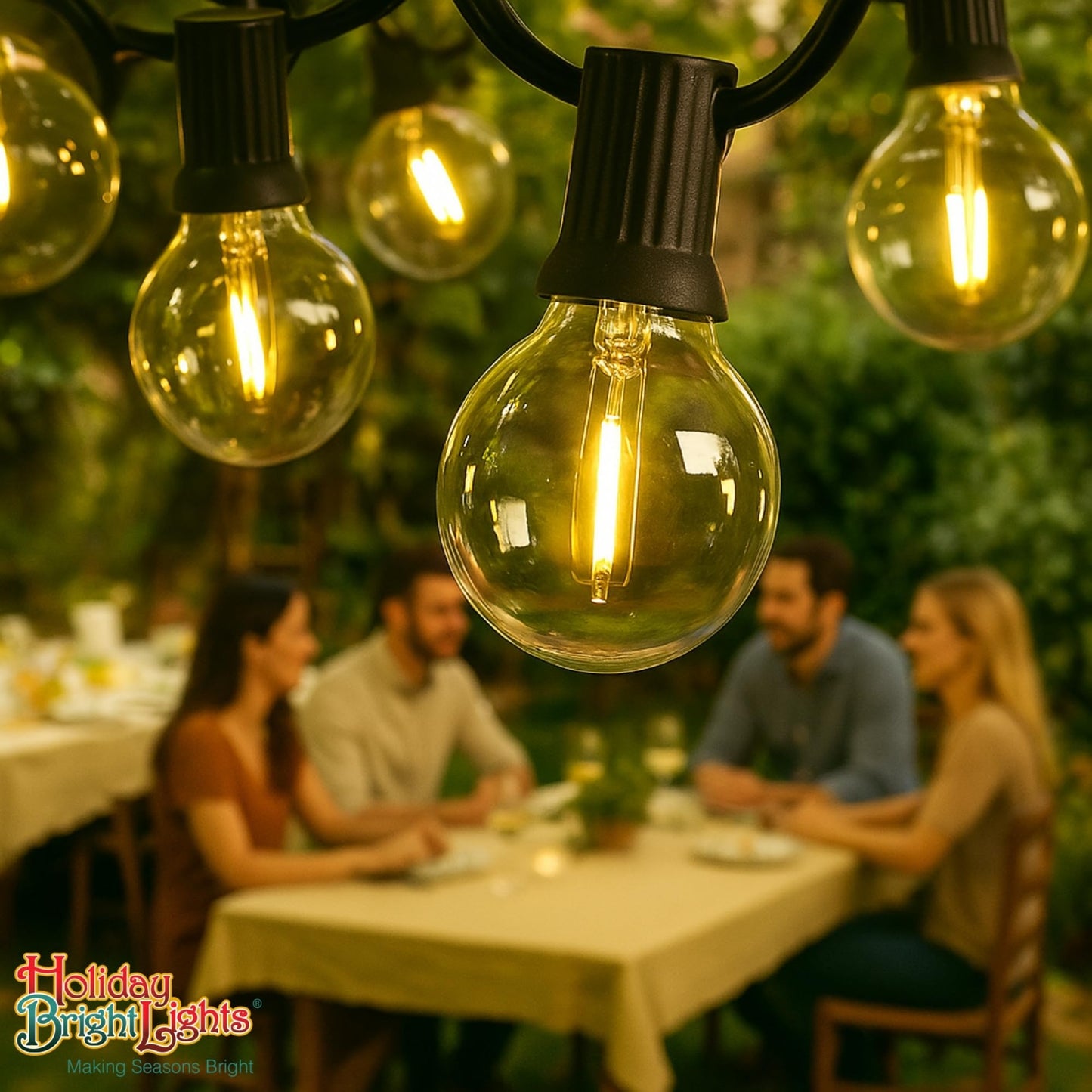 Holiday Bright Lights G40 LED Replacement Bulbs Warm White Dimmable E17 Globe Set for Outdoor Patio String Lights