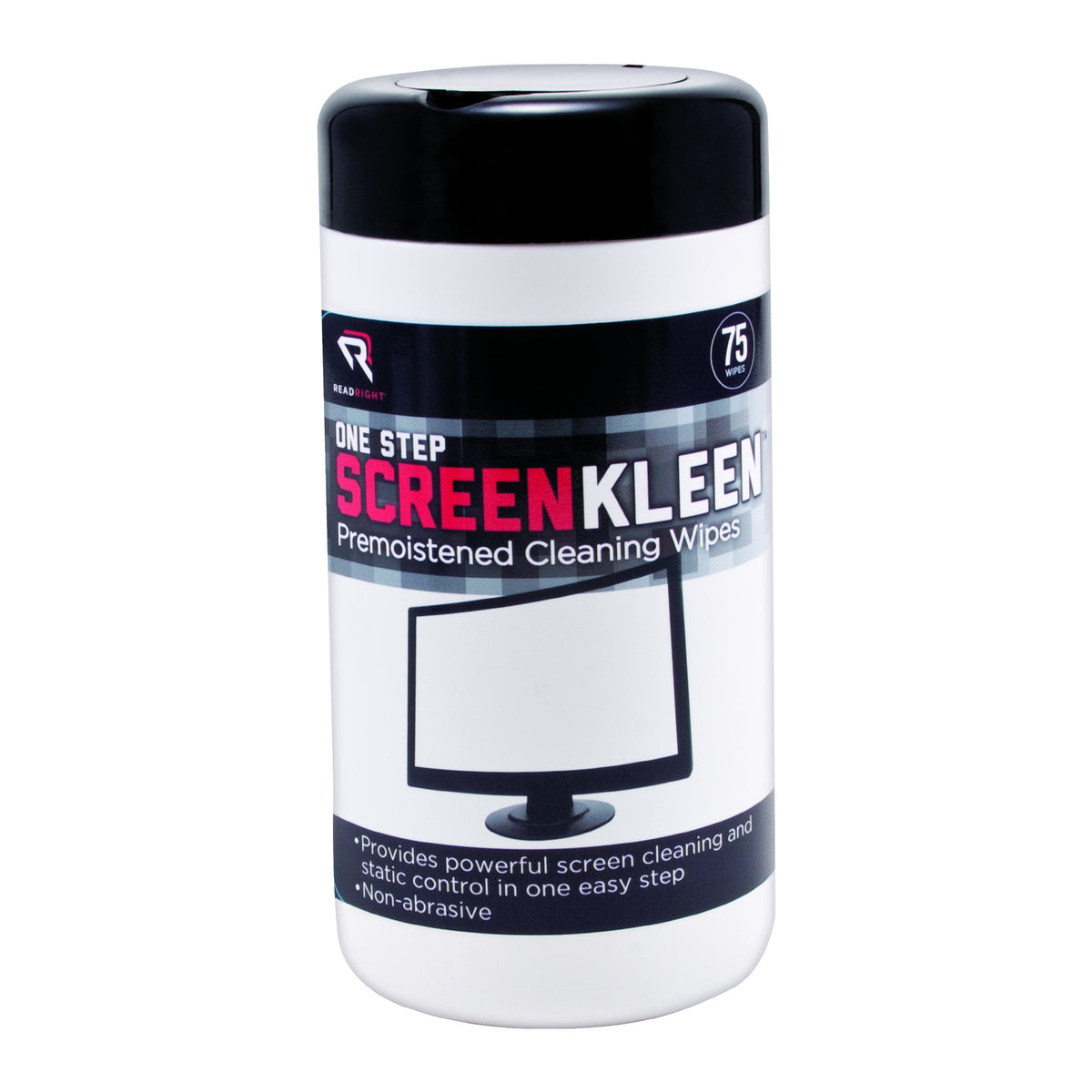 Read Right OneStep Screen Cleaner Wet Wipes, 75 Wipes per Pop-Up Tub (RR1409)