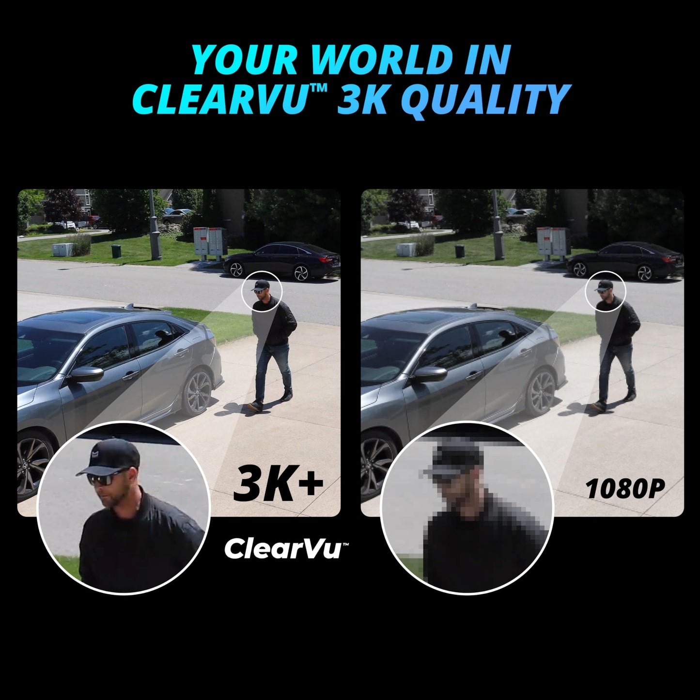 Defender AI Powered 3K+ Guard WiFi Tri-Lens PTZ Plug-in Power Outdoor Security Camera, 3-in-1, 360°, 8X Zoom, Human/Vehicle AI Detection, Blue/Red