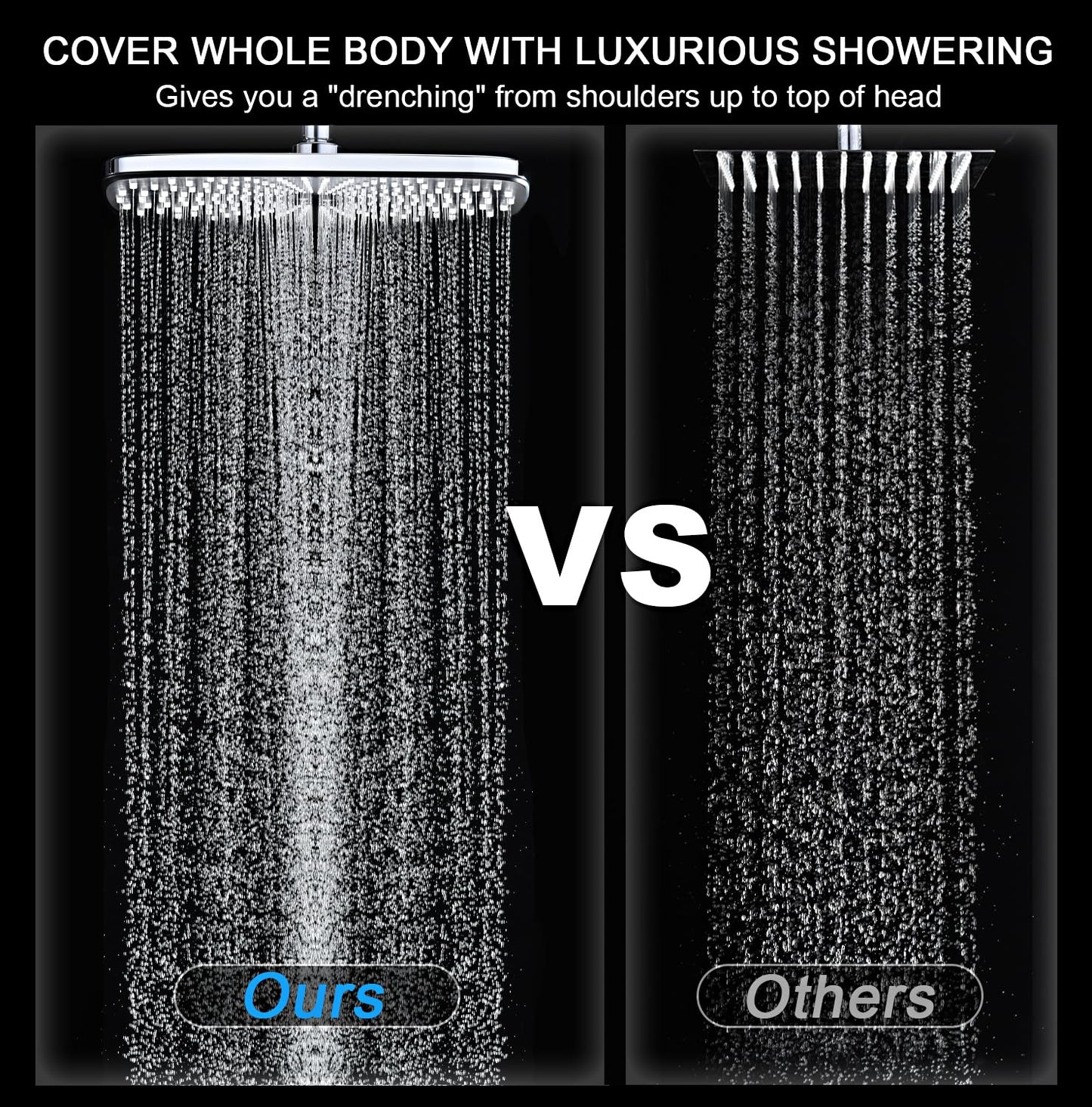 High Pressure Rain Shower Head Combo, Fixed & 10-Spray Handheld with Magnetic Docking, Detachable Power Jet Showerhead Upgrade