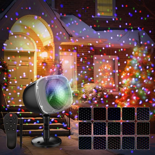 Christmas Halloween Projector Lights Outdoor,Indoor 15 Colors Snowfall Rotating Falling Snow Projector with Remote and Timer,Waterproof Landscape