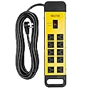 10 Outlet Heavy Duty Surge Protector Power Strip - Industrial Black and Yellow Metal Surge Protector with 15 Foot Extension Cord | Cablectric is an
