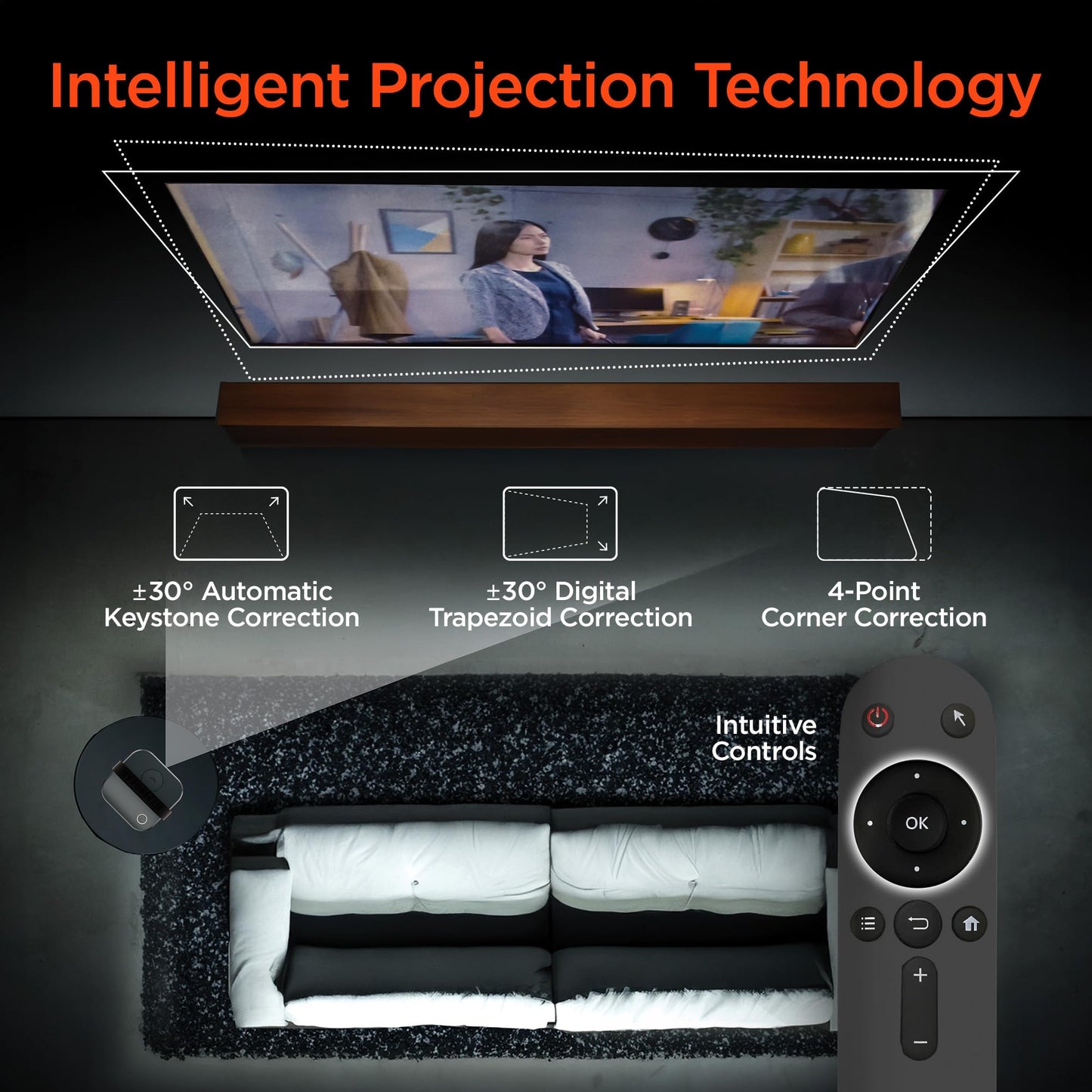 HyperGear Mini Portable Projector with Wifi & Bluetooth, 5W Speaker, 30-200 Inch Picture, Movies, Games & Streaming, 1280 x 720p HD Resolution