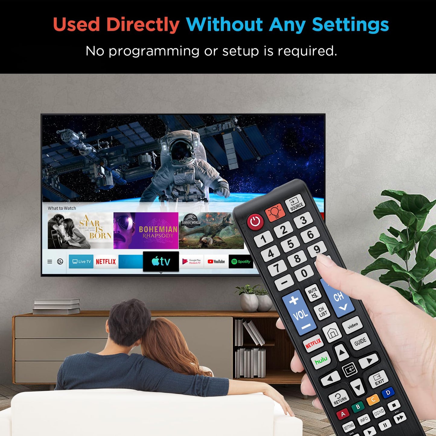 BN59-01315A Universal Backlit Remote Control for Samsung TV Remote Replacement All Samsung Smart TV, LED, LCD, HDTV, 3D, Series TV