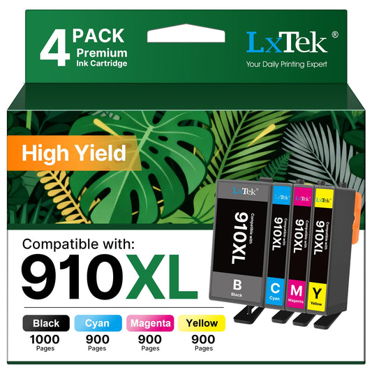 LxTek 910XL Ink Cartridges for HP Printers Replacement for HP 910XL Ink Cartridges Combo Pack HP910XL/910 Multipack XL Color for OfficeJet 8010 8015
