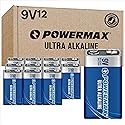 Powermax 12-Count 9V Batteries, Ultra Long Lasting Alkaline Battery for Home and Office, 7-Year Shelf Life, Reclosable Packaging