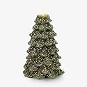 Luminara Christmas Tree Flameless LED Candle, Dark Green 5.35" x 8.5", Moving Flame Battery Operated Timer, Holiday Decor, Glitter Snow Finish Safe