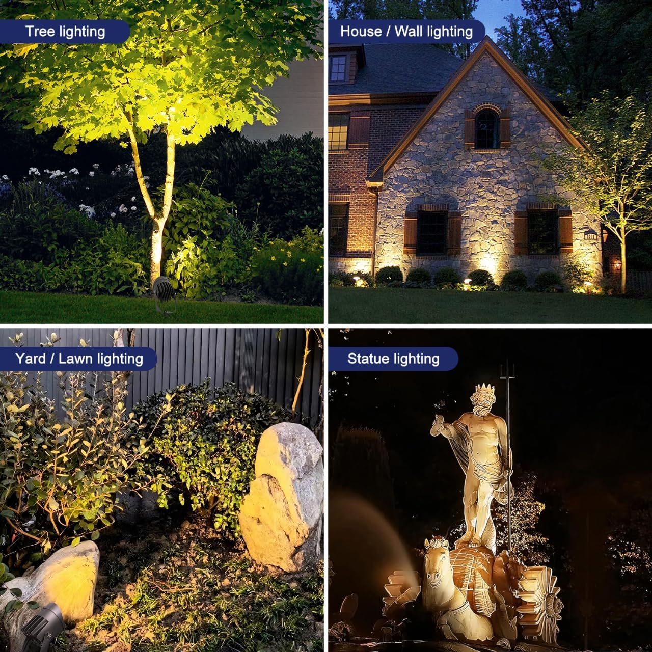 Led Landscape Outdoor Spot Light with Anti-glare Cap - Heavy Duty Waterproof IP67 120V Accent Light 270? Adjustable Mount, 3000K Thickened Aluminum
