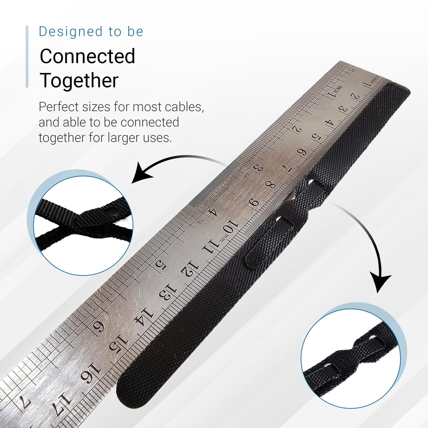 Reusable Cable Straps Wire Ties Self Fastening Hook and Loop, Pack of 50 Adjustable Cord Fastener Cable Organizer, 11 CM (Black)