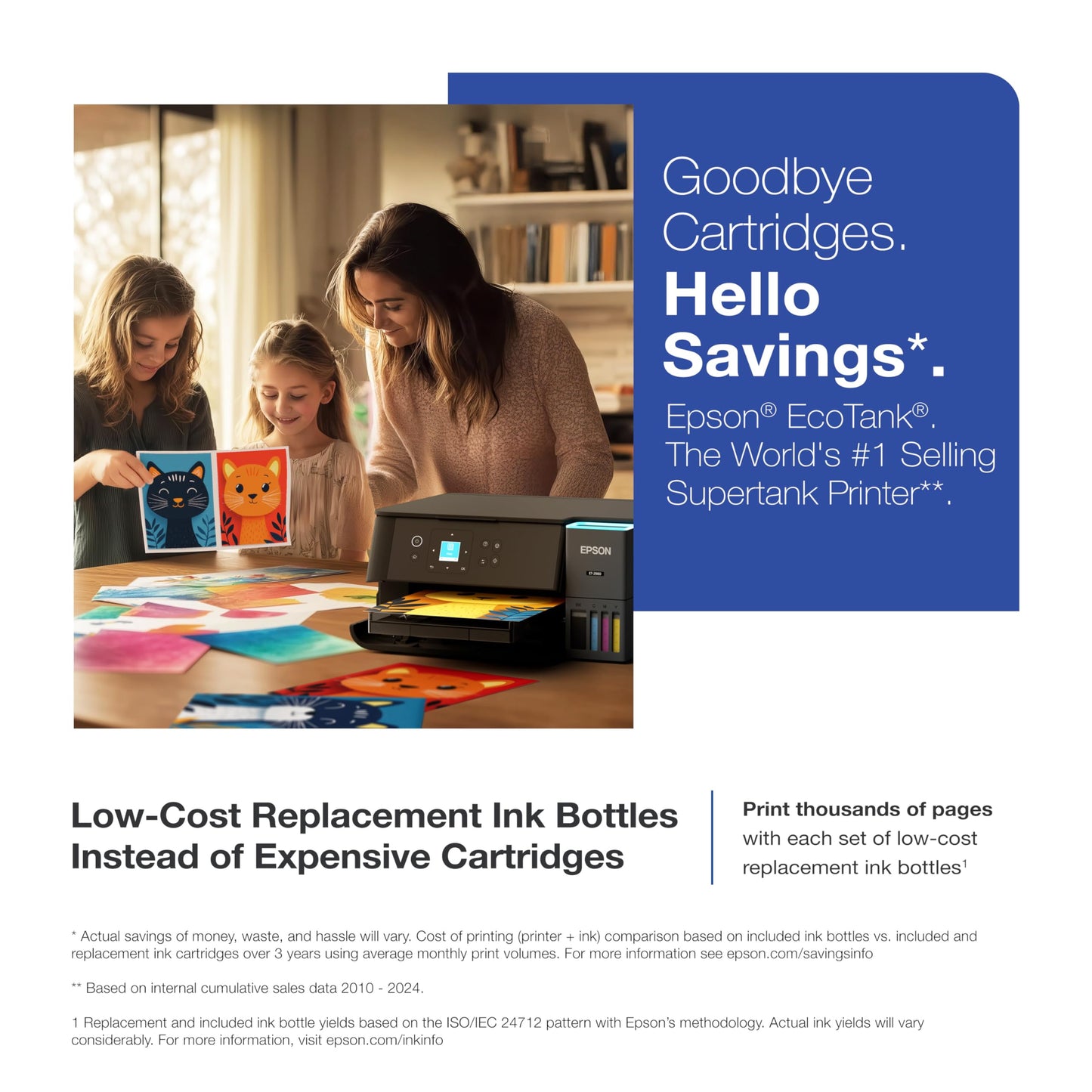 Epson EcoTank ET-2980 Wireless All-in-One Color Supertank Printer with Refillable Ink Tanks, 3 Years of Ink, Mobile Printing, 15 ISO PPM, Color