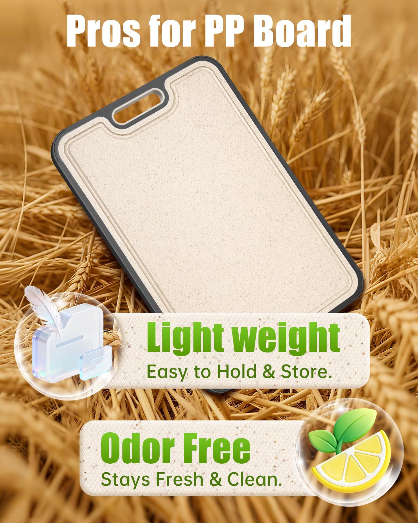 Titanium Cutting Boards for Kitchen, Non Toxic 2-in-1 Cutting Board Double Sided, Food Grade Pure Titanium and Wheat Straw PP, Easy to Clean Large…