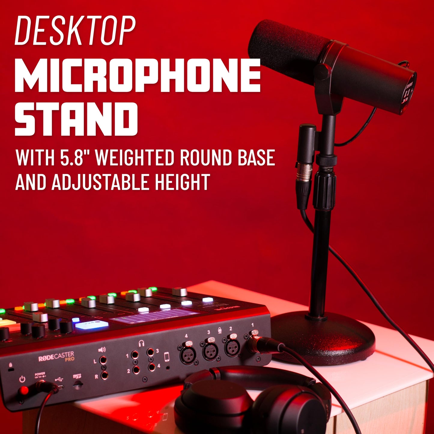 Gator Frameworks Desktop Microphone Stand with Round Weighted Base & Adjustable Height (GFW-MIC-0501)