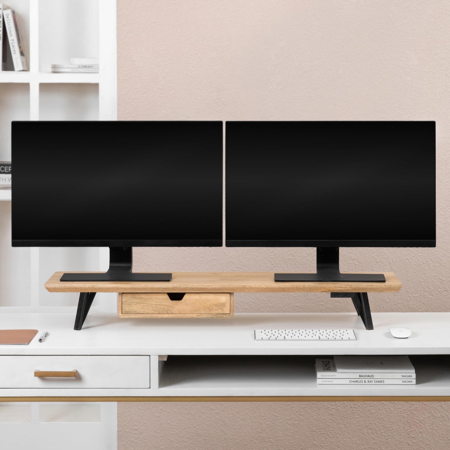 Anji Mountain Monitor Stand - Desktop Organizer & Laptop Riser, Ergonomic Monitor Riser, Space-Saving Monitor Stand for Desk, Durable Construction
