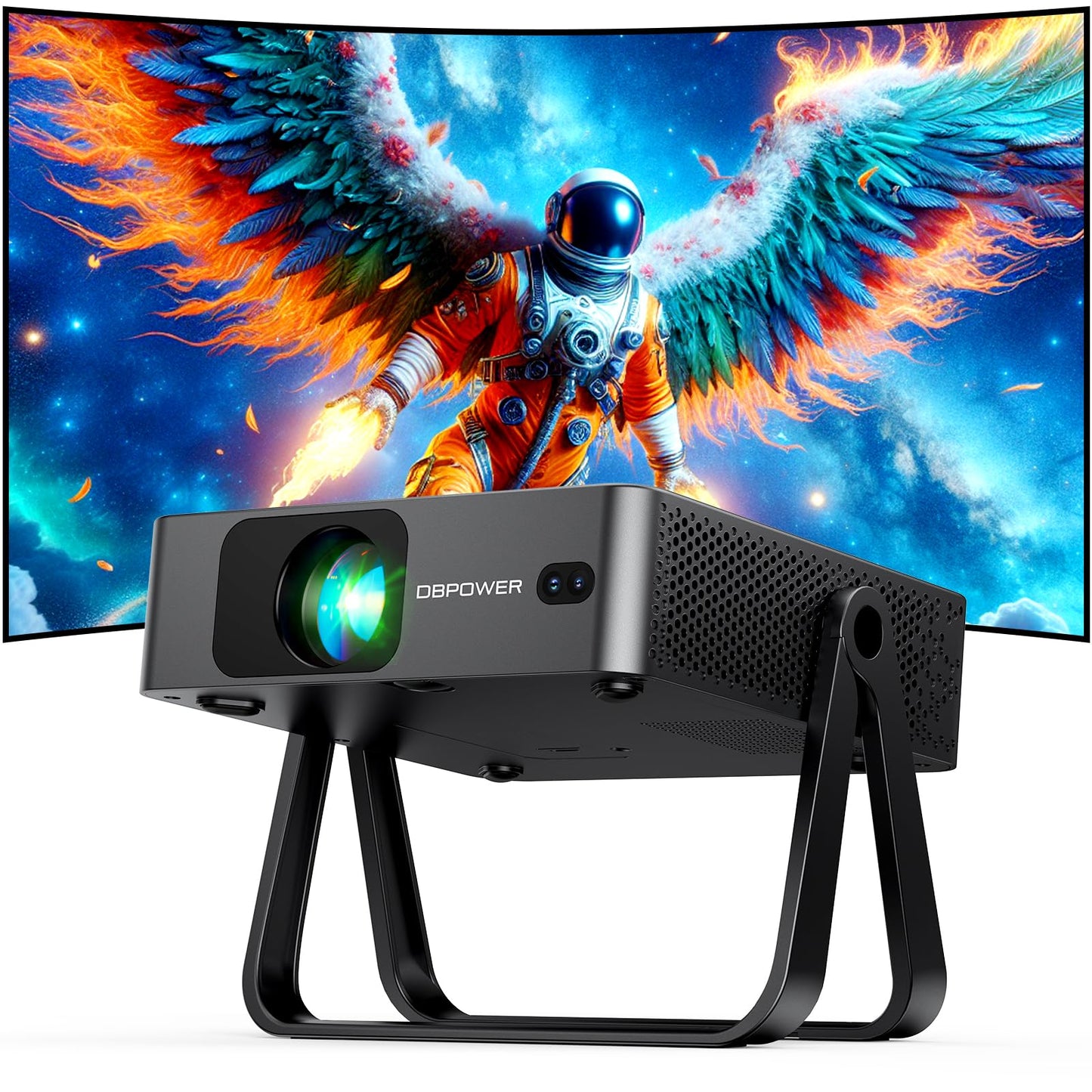 [Ultra-Slim 1.97"| Auto Focus | Built-in Apps | 360° Stand] Smart Mini Projector with WiFi and Bluetooth, Compatible with Netflix, Youtube, Prime
