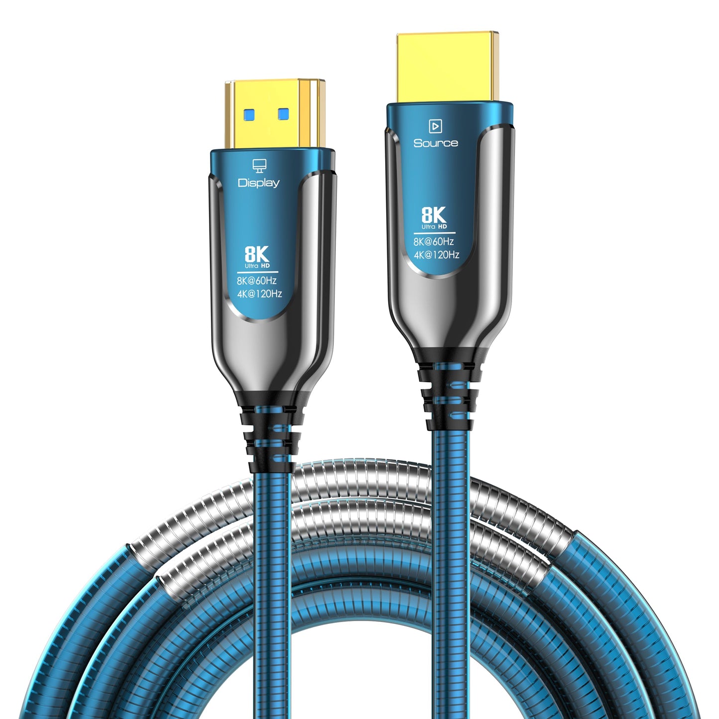 DGHUMEN 100Ft Fiber Optic HDMI Cables 8K 48Gbps, [UPGATED] Metal Armor Jacket, Ultra High Speed HDMI 2.1 Cable, 8K@60Hz 4K@120Hz, Compatible