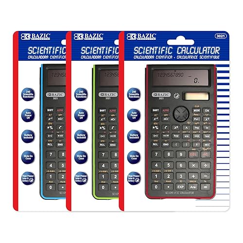 BAZIC Scientific Calculator 240 Function, Dual Hybrid Battery and Solar, Slide-On Case, Engineering Calculators LCD Display, for Professional, 1 Unit