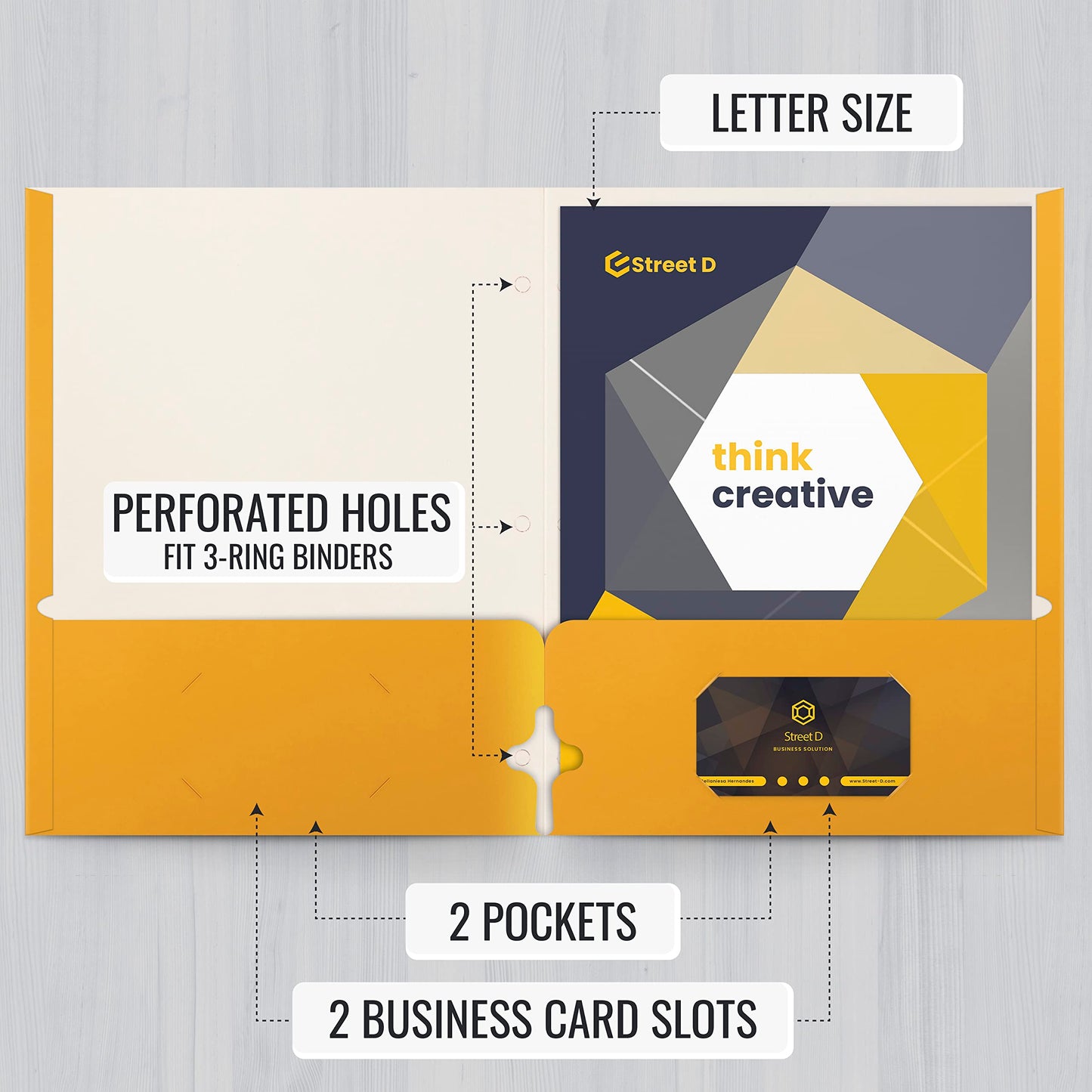 Better Office Products Two Pocket Portfolio Folders, 50-Pack, Dark Yellow, Letter Size Paper Folders, 50 Pieces, Dark Yellow
