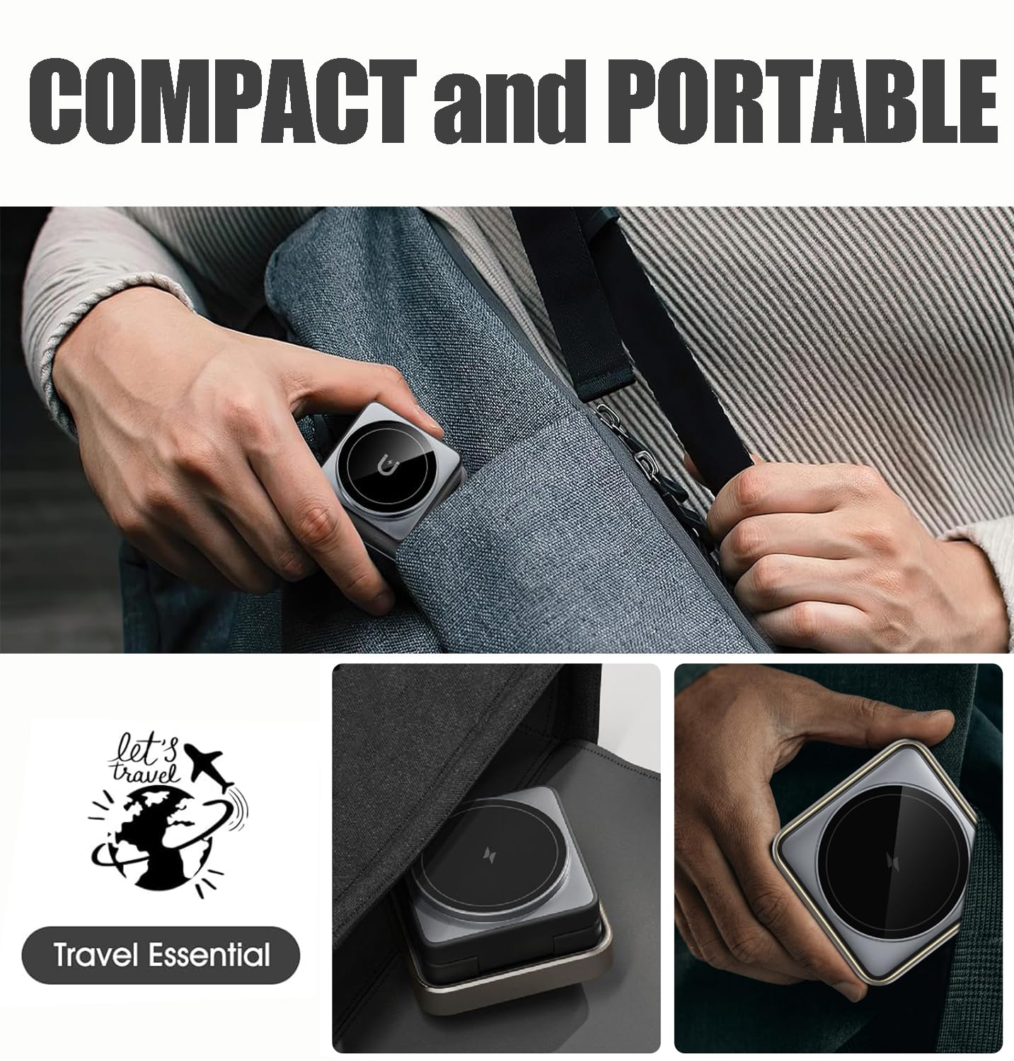 Portable 3 in1 Magsafe Wireless Charger Station for Apple iPhone, Multiple Devices, Foldable Travel Charging Stations, Magnetic Fast Charger