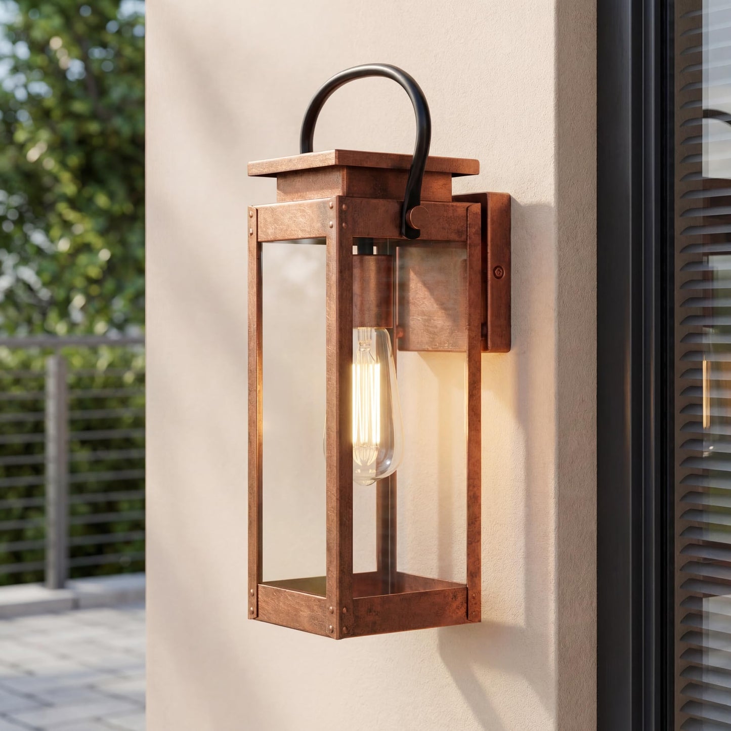 Progress Lighting P560004-169 Union Square Outdoor Wall Lantern, 1-Light 100 Watts, Antique Copper