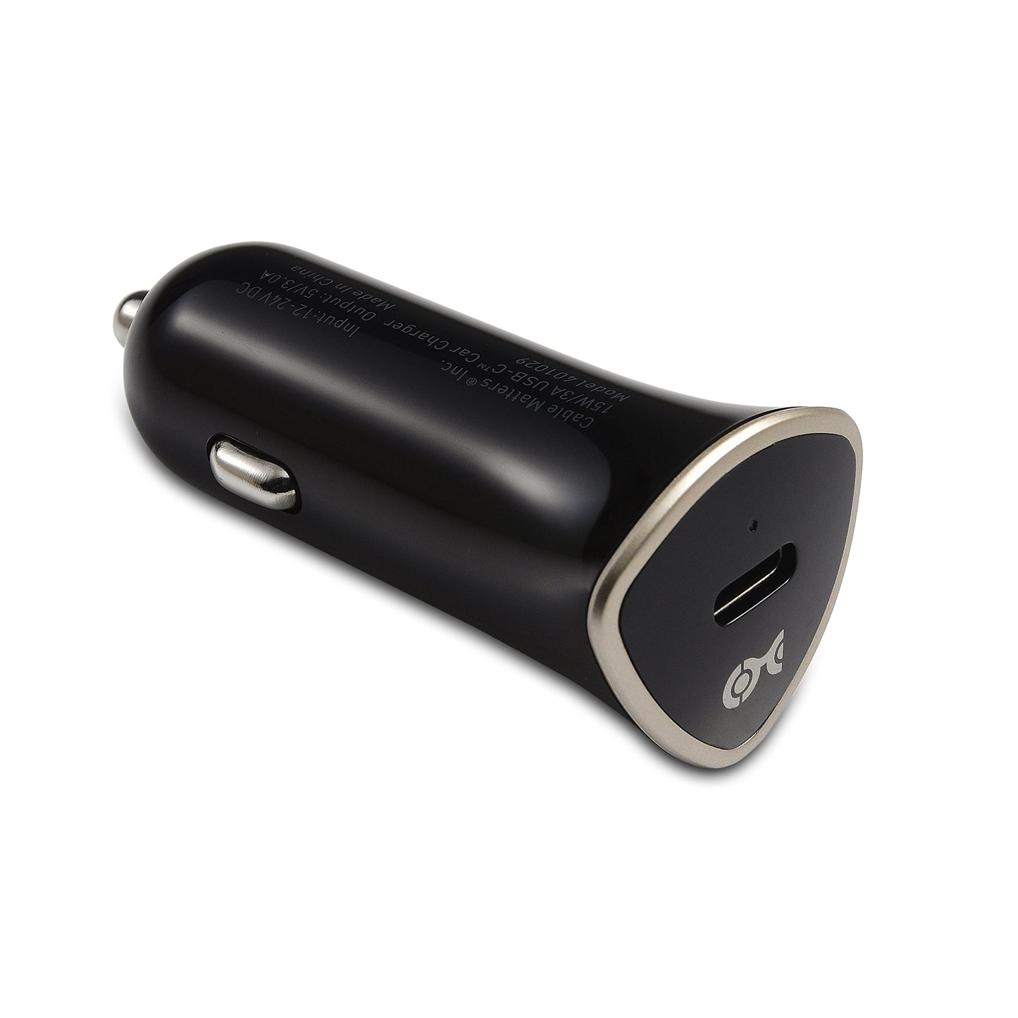 Cable Matters 15W / 3A USB-C Car Charger with a 3 ft USBC to USBC Cable (USB Type C Car Charger) in Black, Compatible with iPhone 16/15 Pro Max Plus
