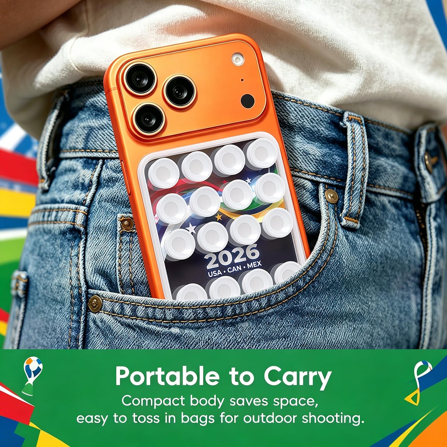 2026 World Cup Gift for Him/Her - Anteel OG Silicone Suction Cup Phone Adhesive Mount - Hands-Free Sticky Phone Holder - Strong Suction Grip