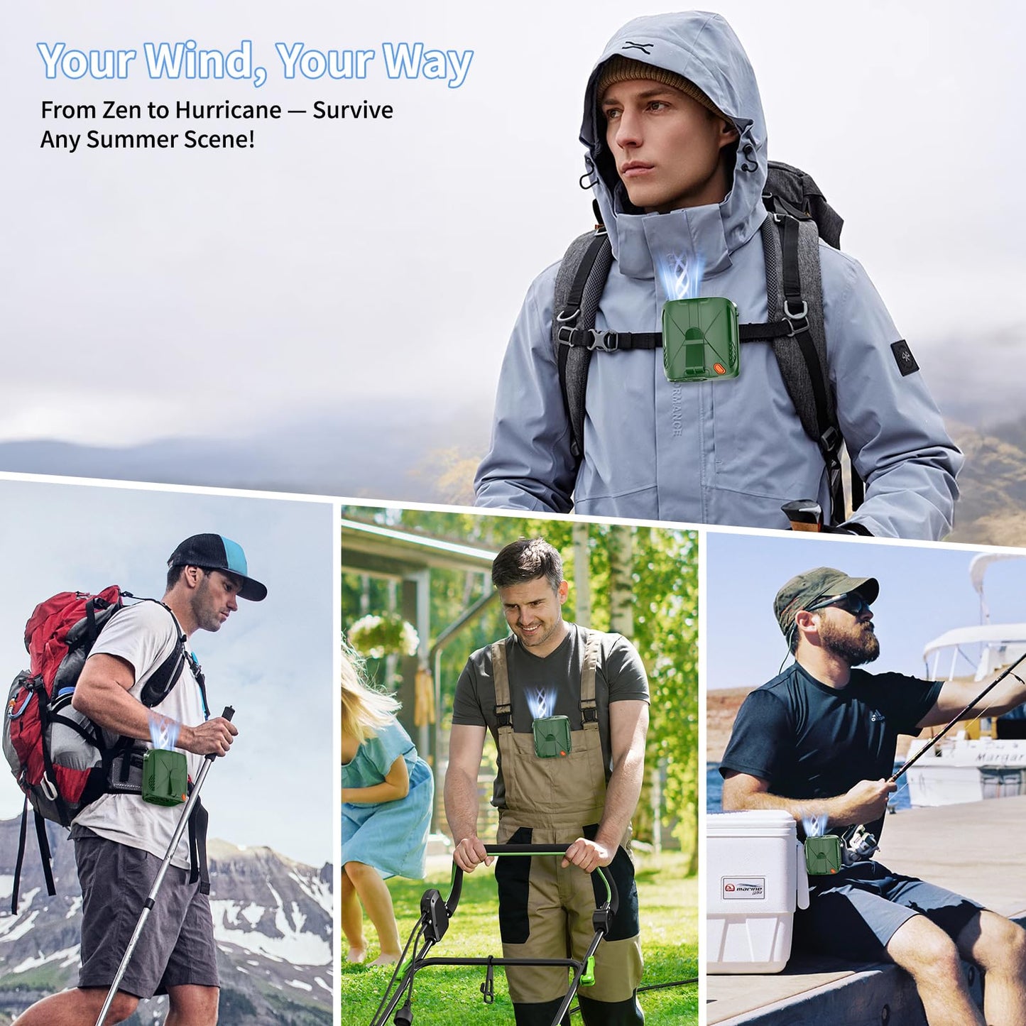 GEHEN Portable Waist Fan, 6000mAh Rechargeable Battery Operated Up to 31H Working Time, Clip-on/Wearable Belt Fan, 6 Speeds 14000RPM Strong Airflow