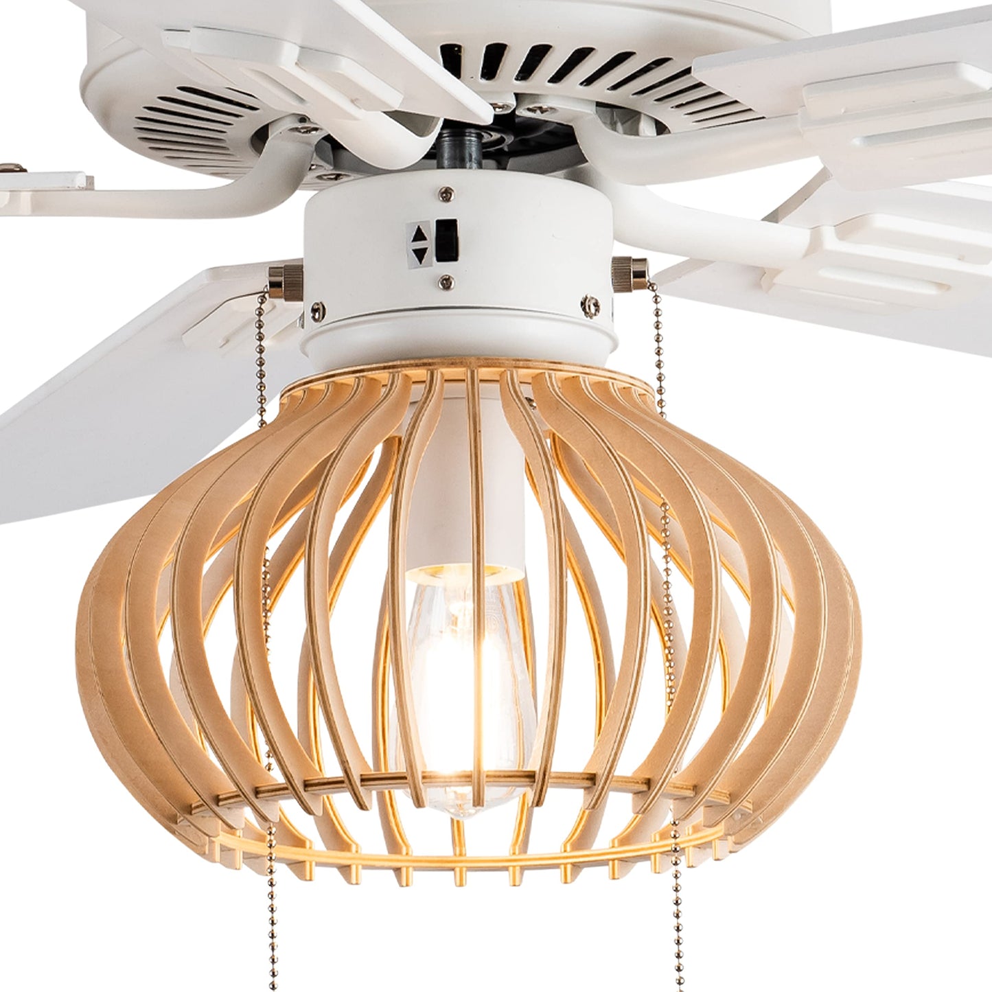 RIVER OF GOODS Coastal Wood Caged LED Ceiling Fan, White