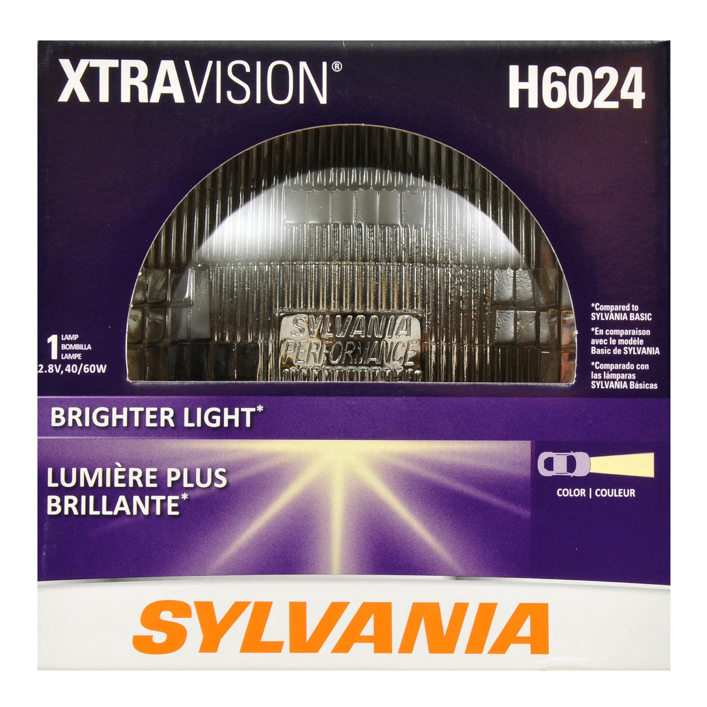 SYLVANIA H6024 XtraVision PAR56 Sealed Beam Halogen Headlight, 7", 1 Bulb