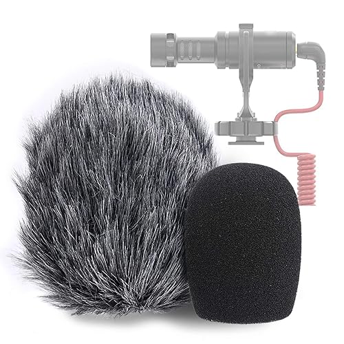 YOUSHARES VideoMicro Microphone Foam windscreen & Deadcat Wind Shield, Foam & Furry Wind Muff for Rode VideoMicro and VideoMic Me Me-L Mic (2 Pack)
